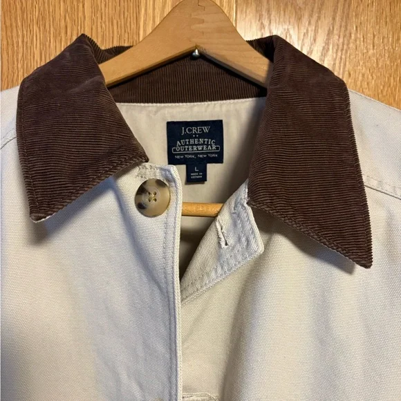 Men’s J. Crew Cream Jacket with Brown corduroy collar